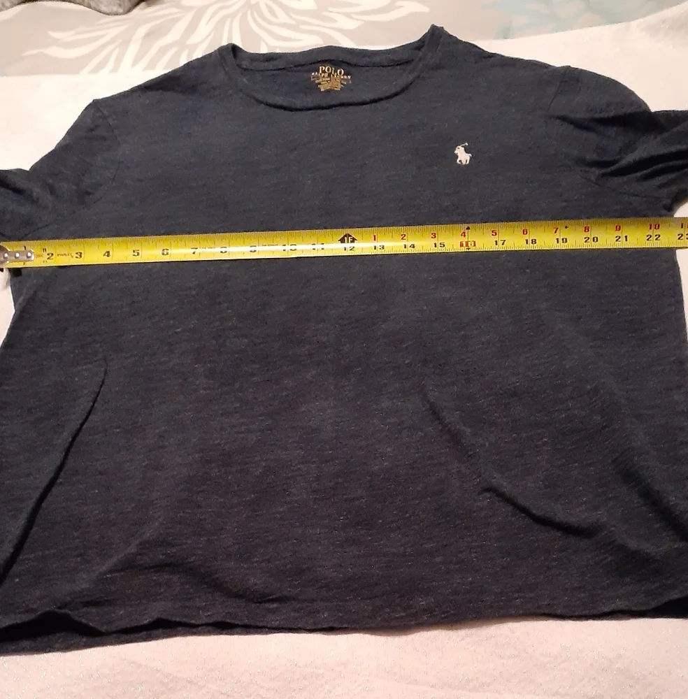 Polo Ralph Lauren men's L grey white pony logo long sleeve slim fit shirt